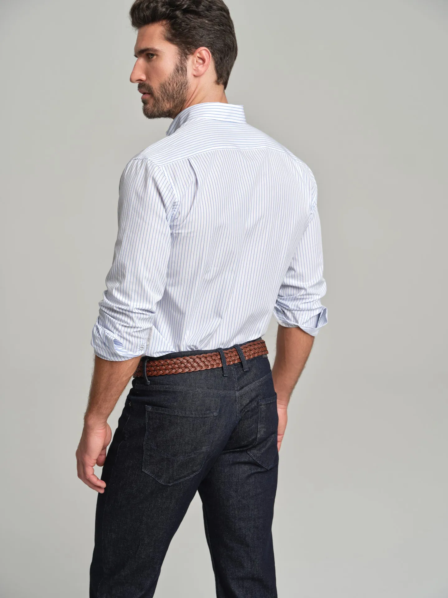 Regular fit sport striped 120's Double Luxury BCI Cotton shirt