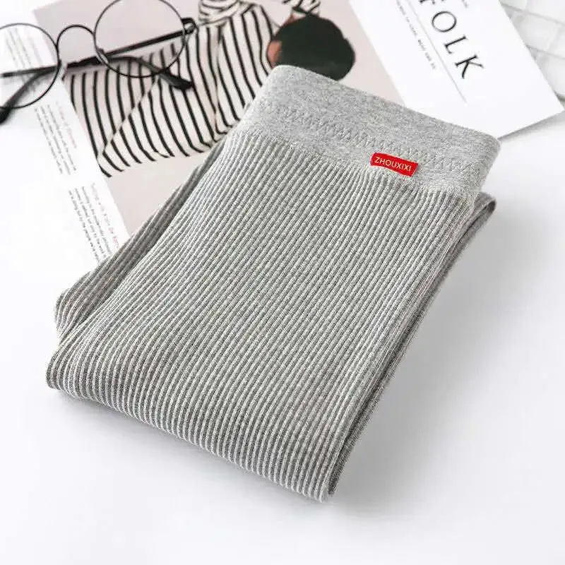 Ribbed Leggings For Women High Waist Warm Cotton Pants