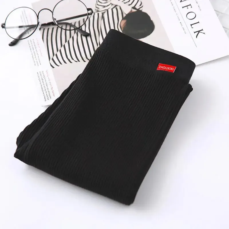 Ribbed Leggings For Women High Waist Warm Cotton Pants