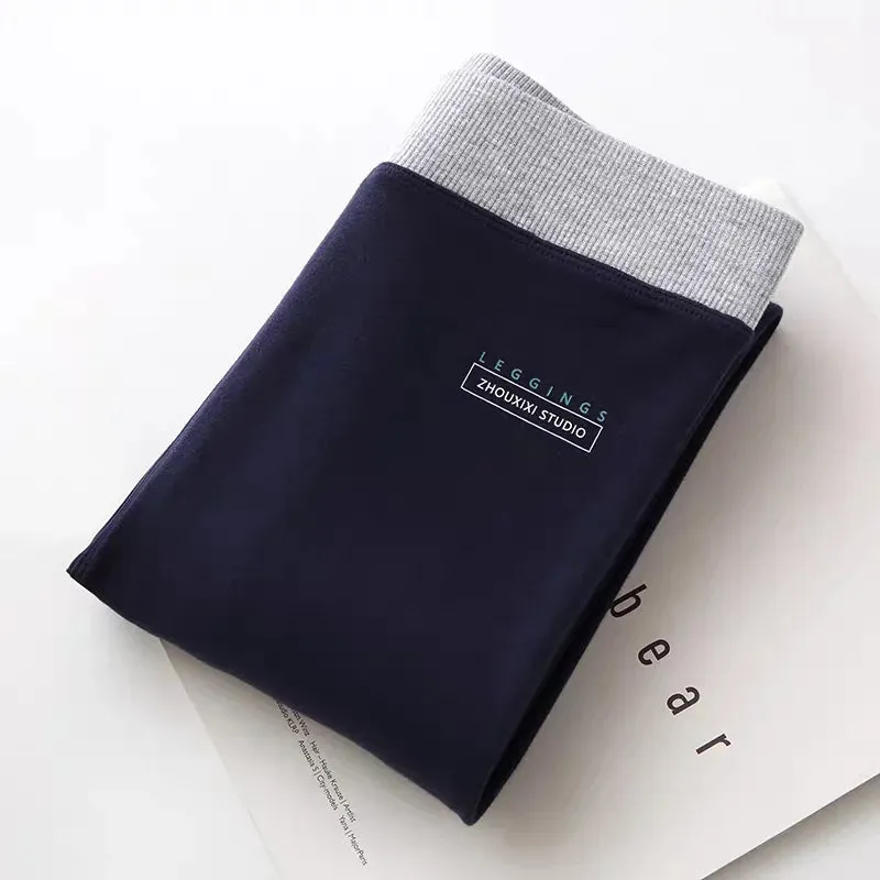 Ribbed Leggings For Women High Waist Warm Cotton Pants