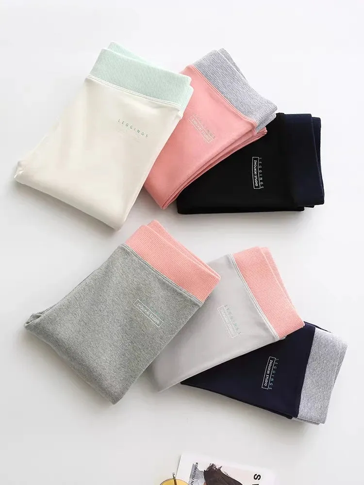 Ribbed Leggings For Women High Waist Warm Cotton Pants