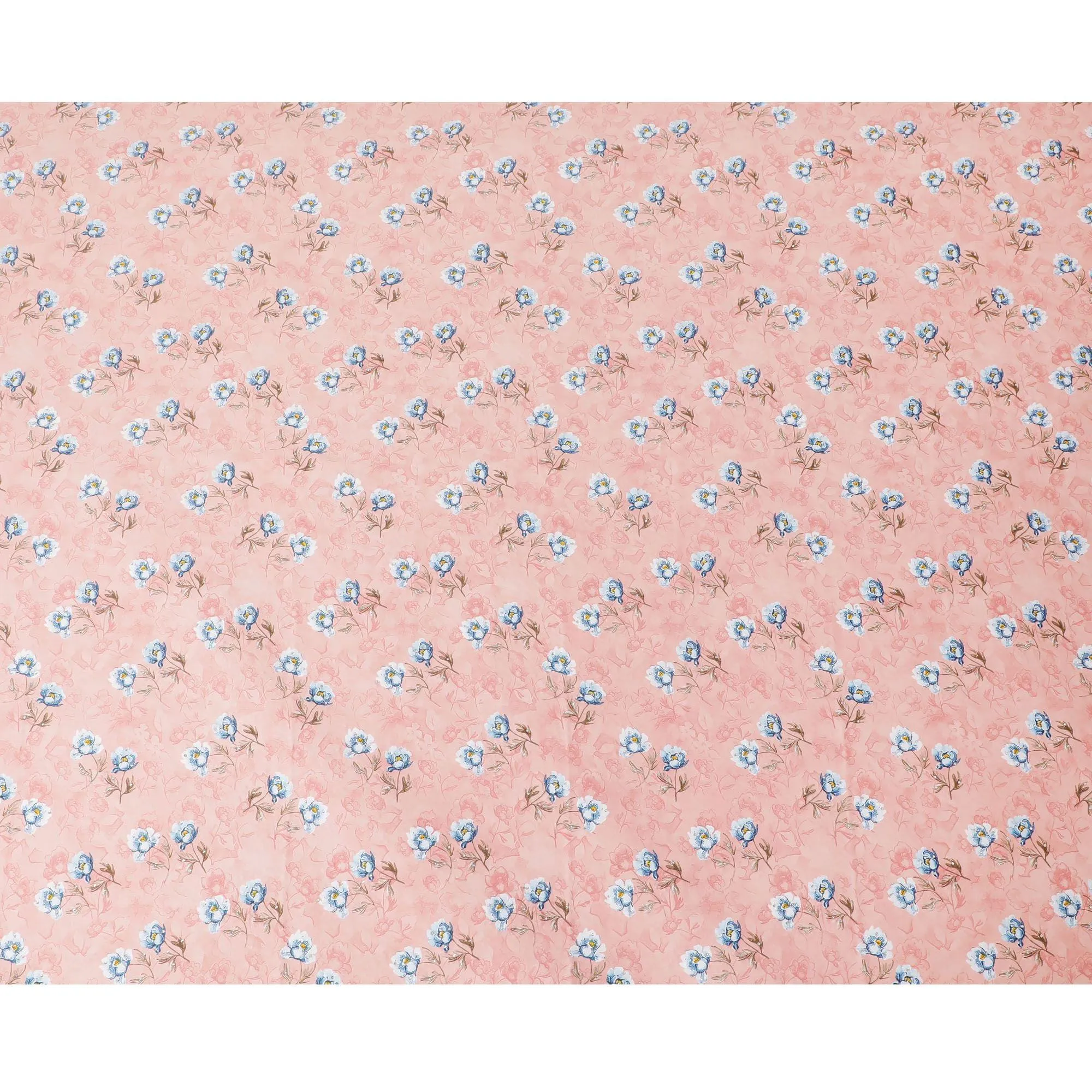 Salmon peach synthetic crepe fabric with multicolor print having stone work in floral design-D15309