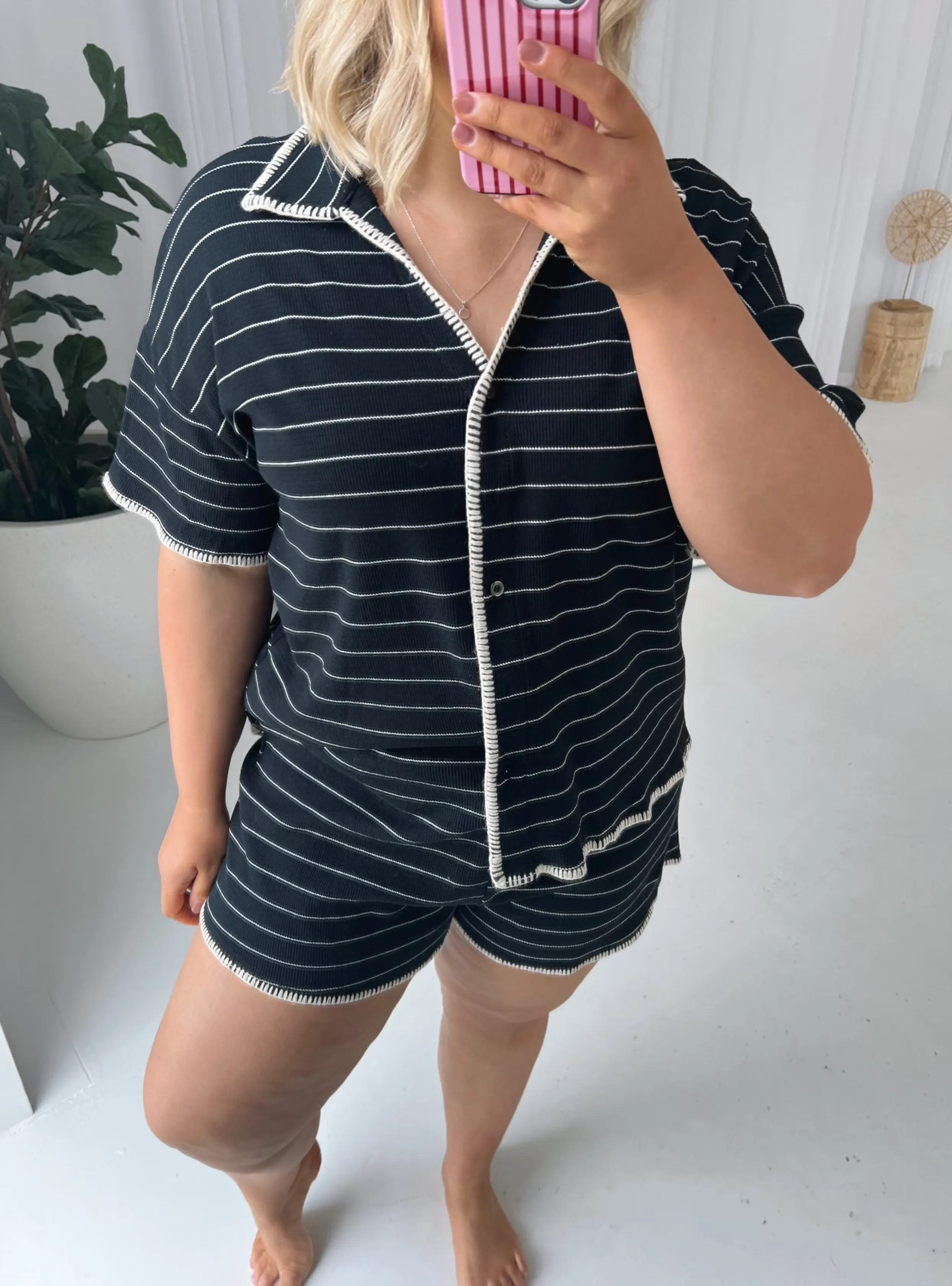 SIERRA STRIPED SHORT SET - Black/white