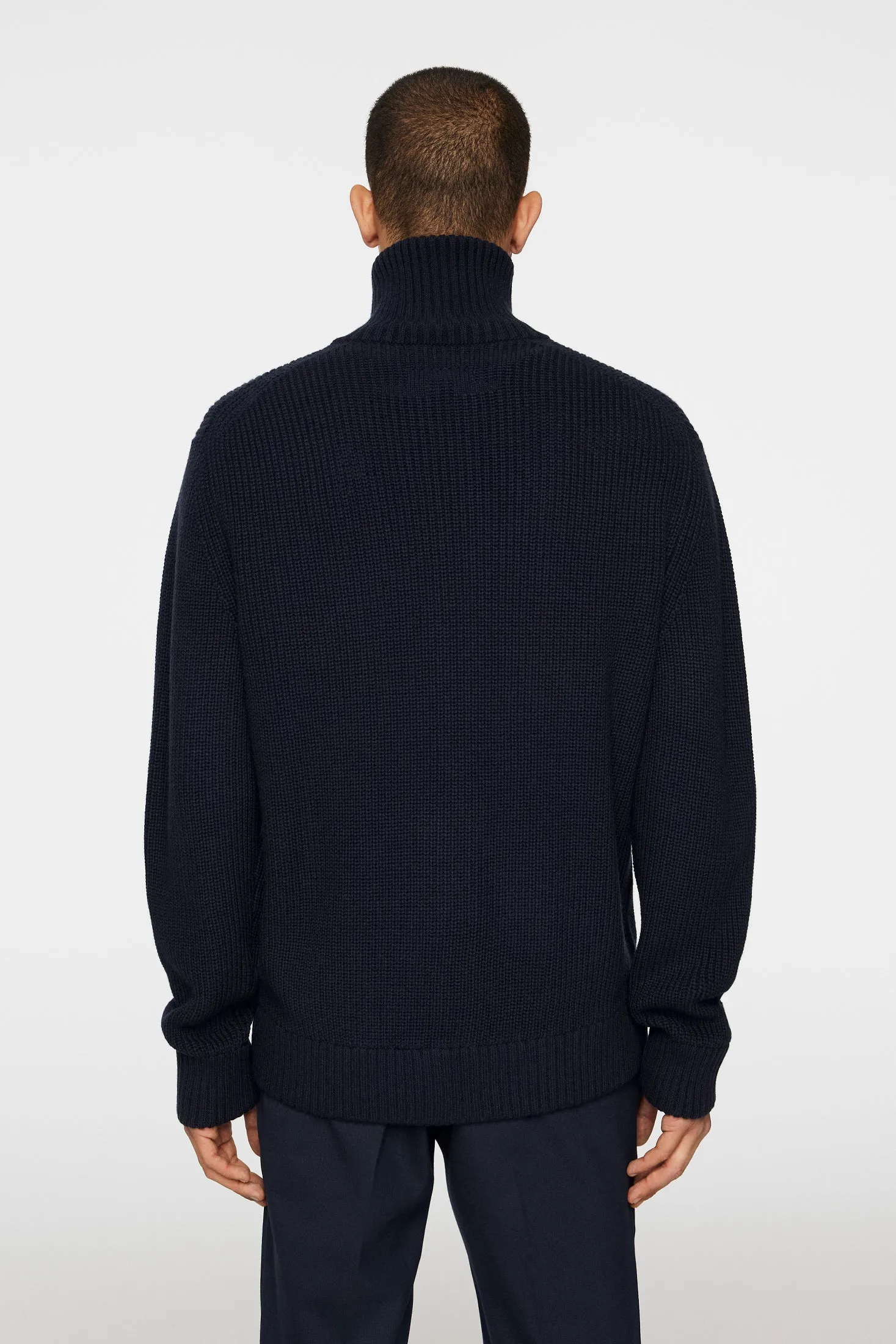 Skyler Wool Blend Zip Cardigan / JL Navy