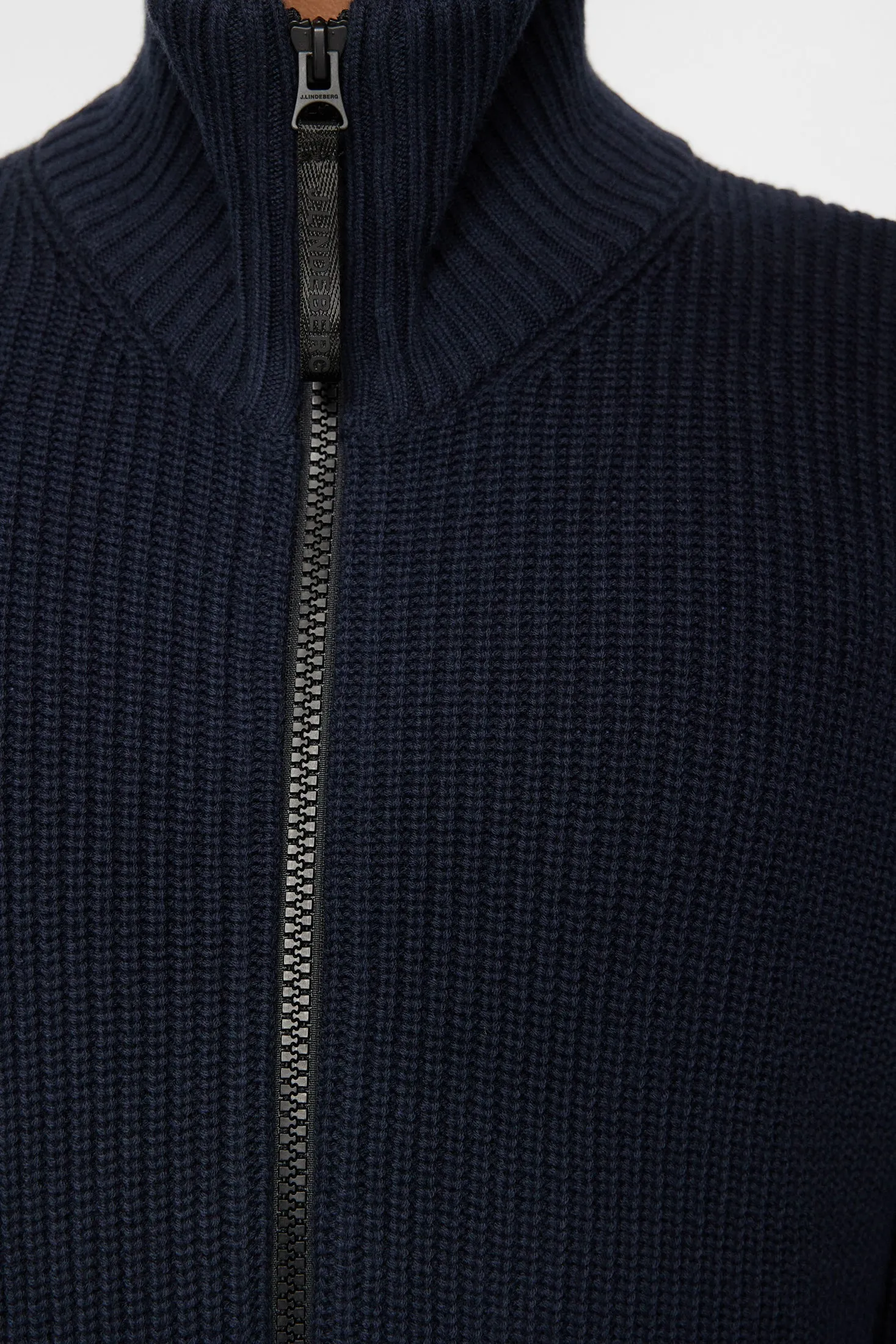 Skyler Wool Blend Zip Cardigan / JL Navy