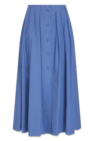 The Pleated Lyocell-blend Twill Midi Skirt