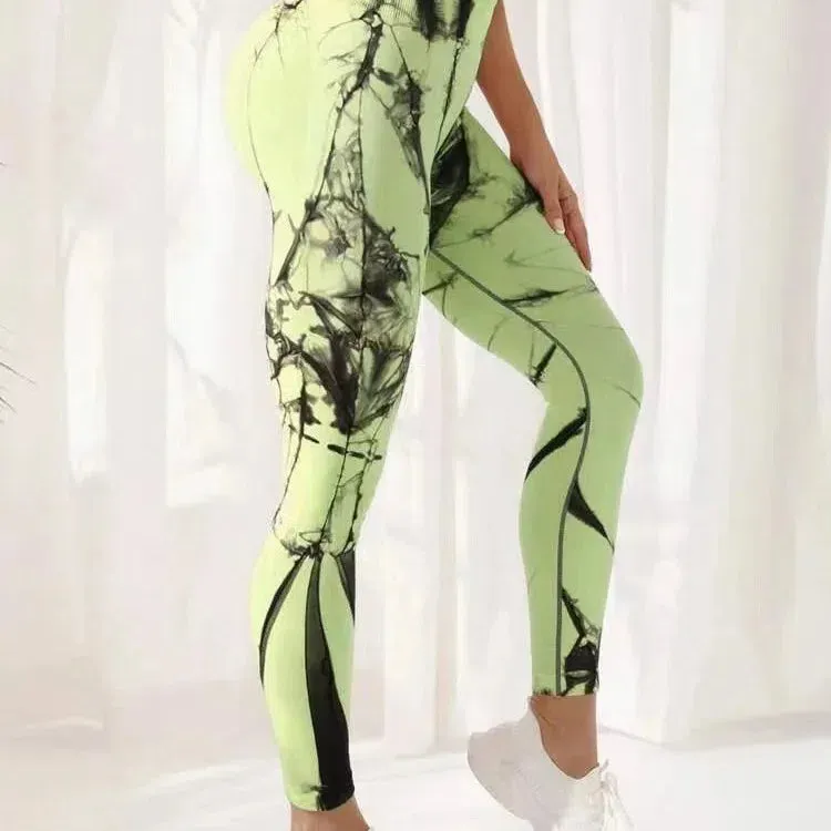 Tie Dye Seamless Leggings Women High Waist Tights for Yoga
