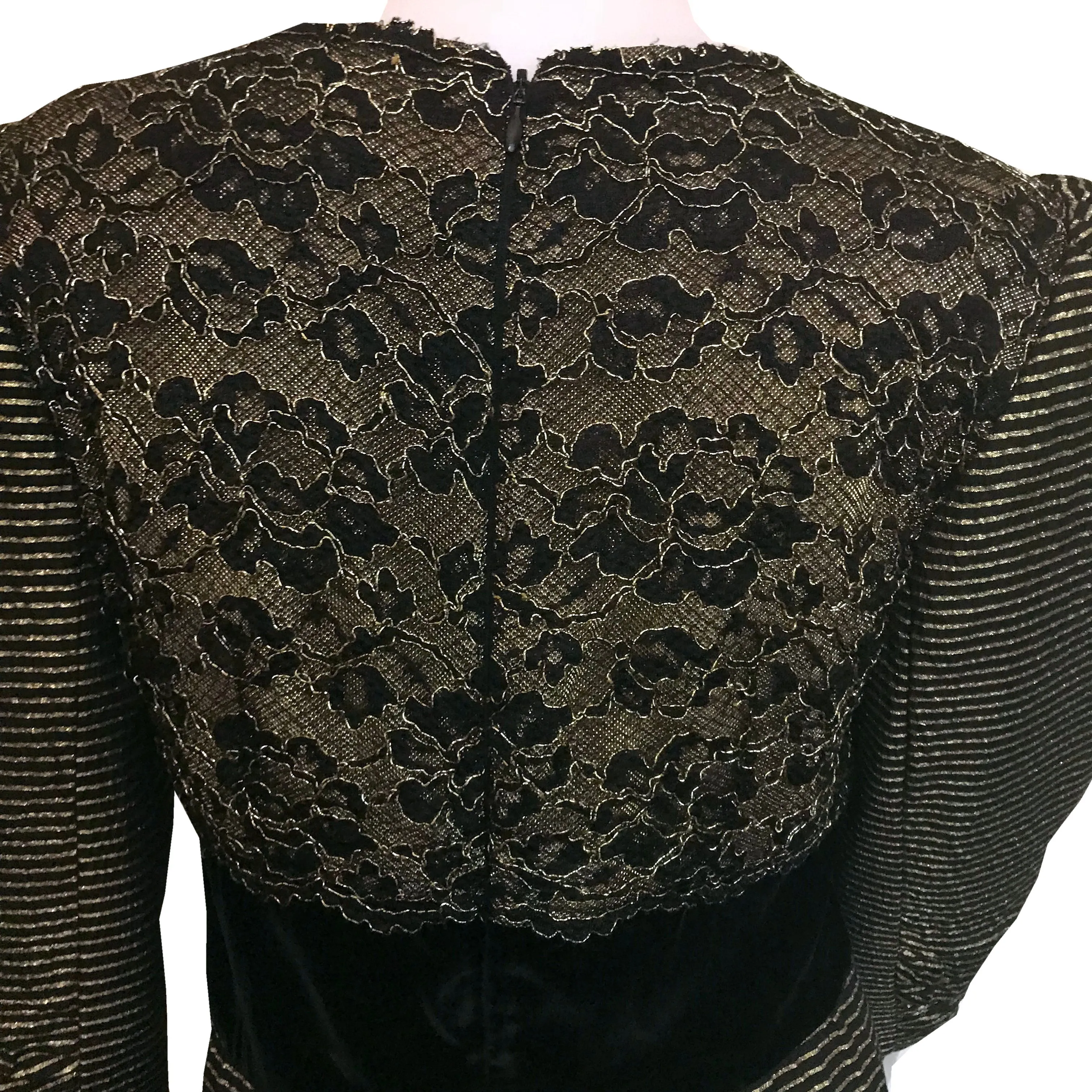 Vintage 1980s Victor Costa Metallic Lace Dress