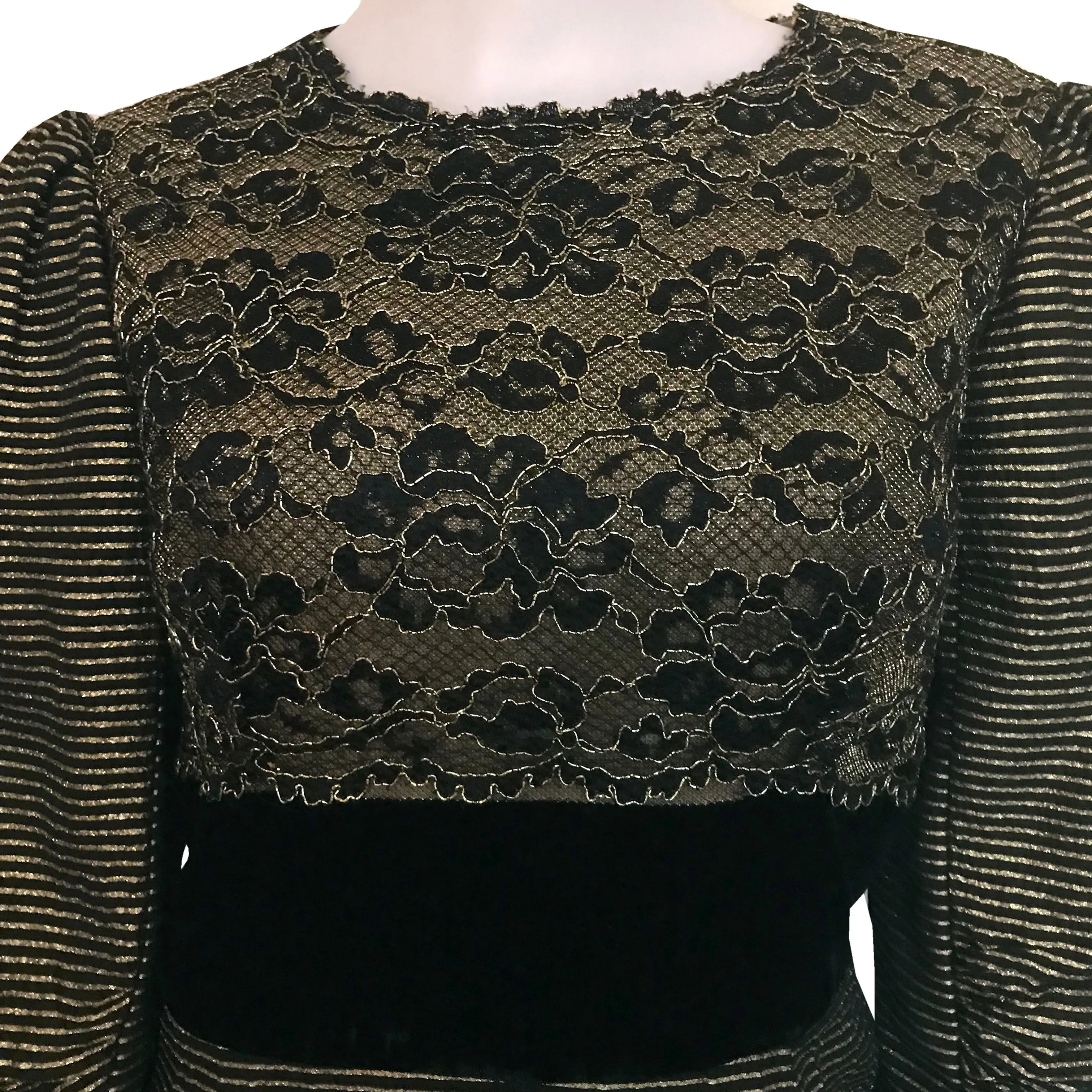 Vintage 1980s Victor Costa Metallic Lace Dress