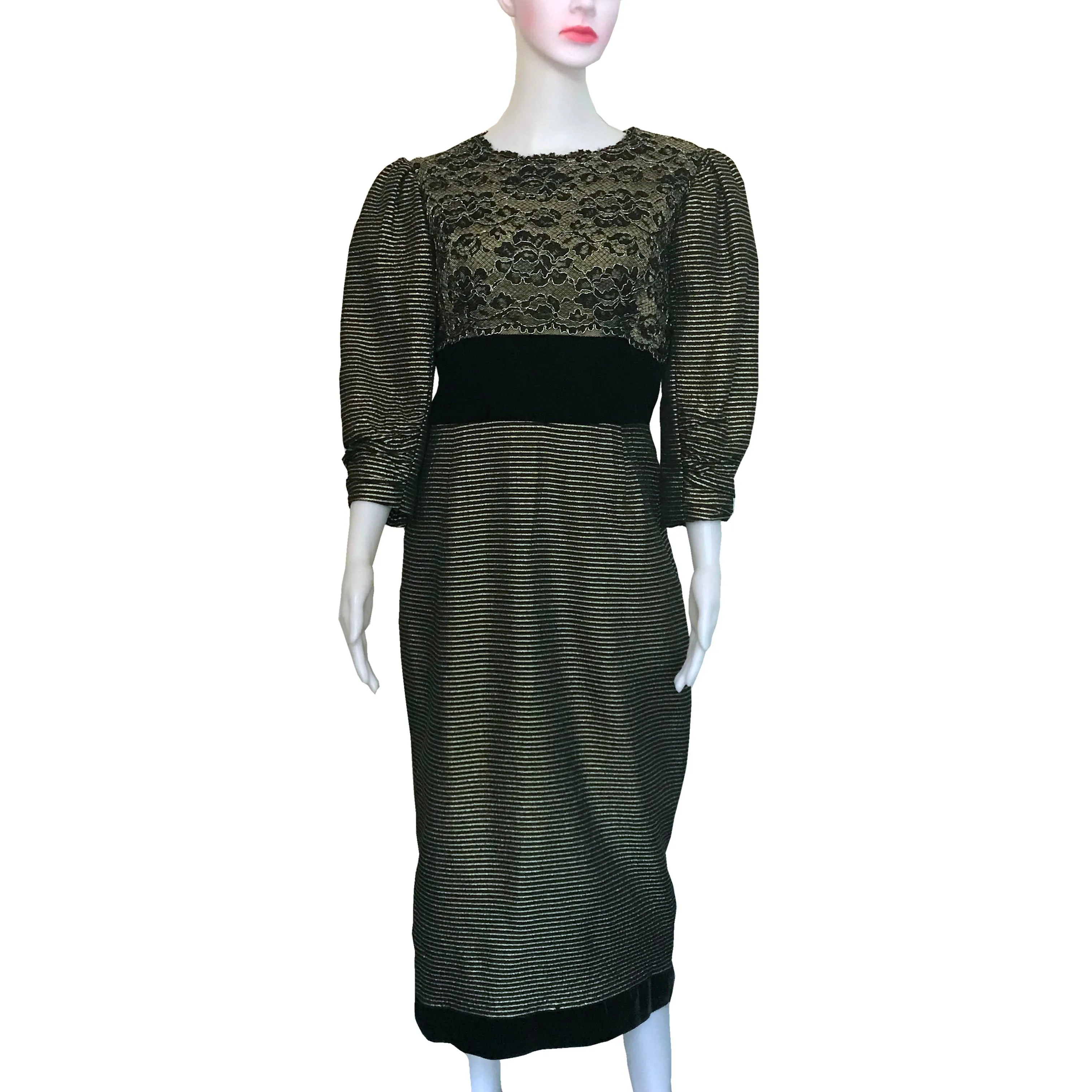 Vintage 1980s Victor Costa Metallic Lace Dress