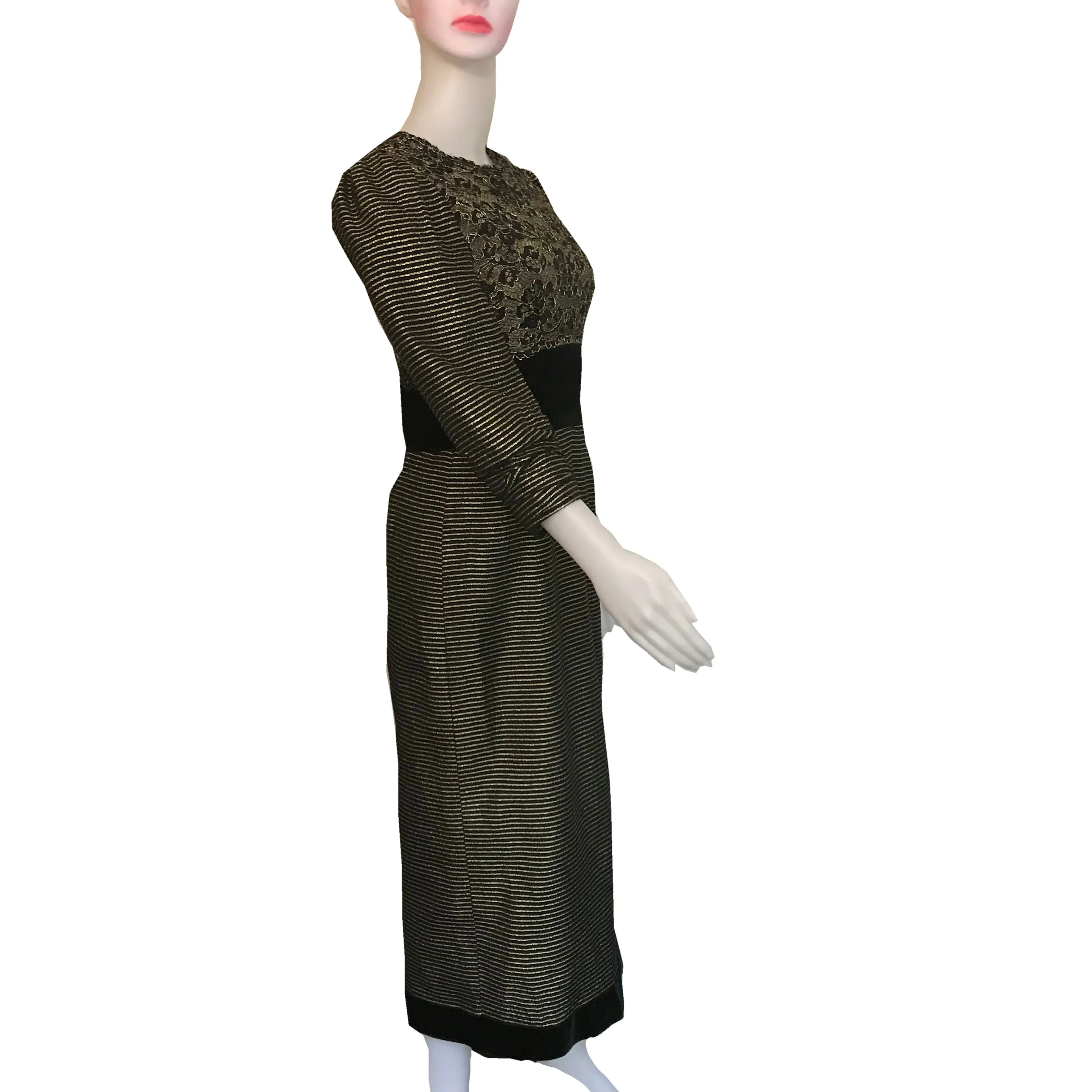 Vintage 1980s Victor Costa Metallic Lace Dress