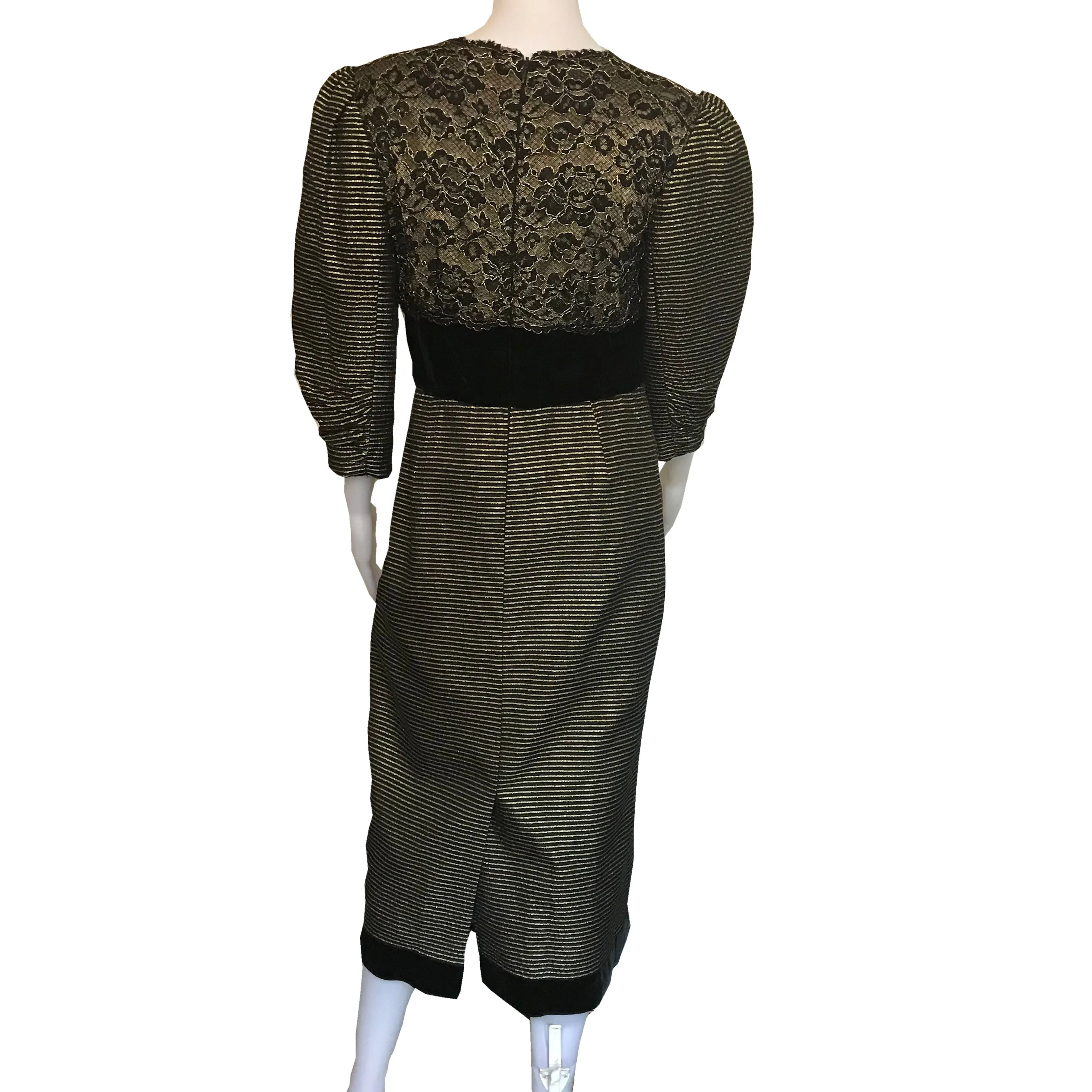 Vintage 1980s Victor Costa Metallic Lace Dress