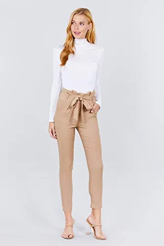 Women's Belted High Waisted Pegged Long Pants