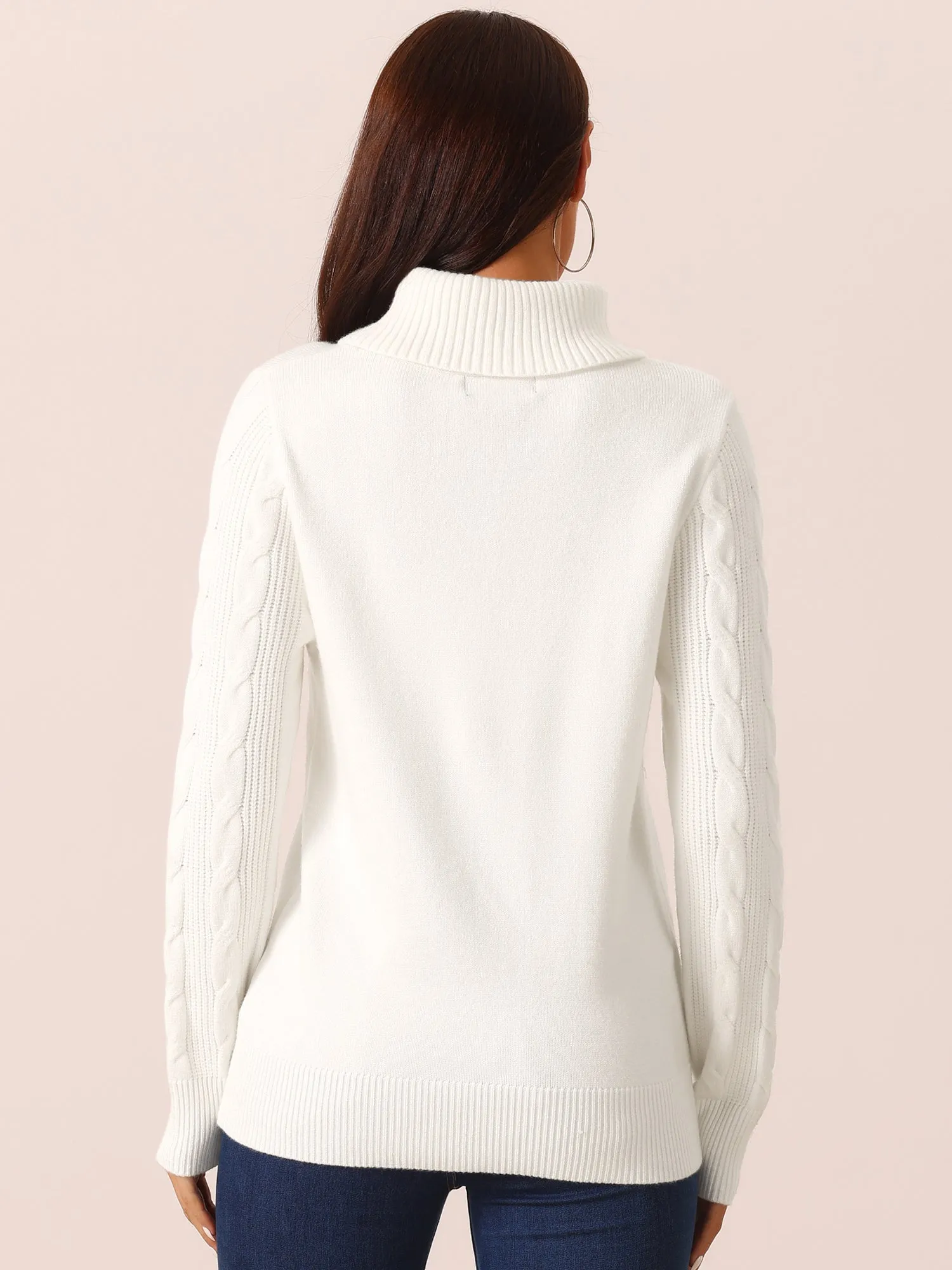 Women's High Neck Long Sleeve Casual Chunky Warm Pullover Sweater Top