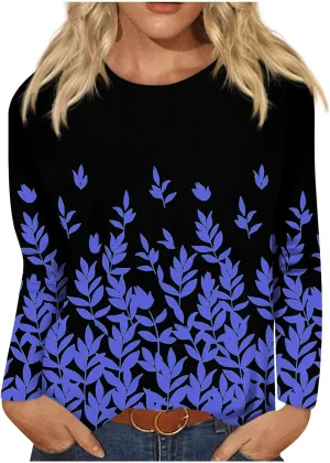 Womens Long Sleeve Tops Fall Sweatshirt Plus Size Tunic Crewneck Tops Winter Clothes