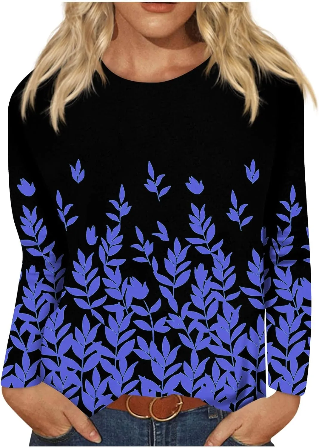 Womens Long Sleeve Tops Fall Sweatshirt Plus Size Tunic Crewneck Tops Winter Clothes