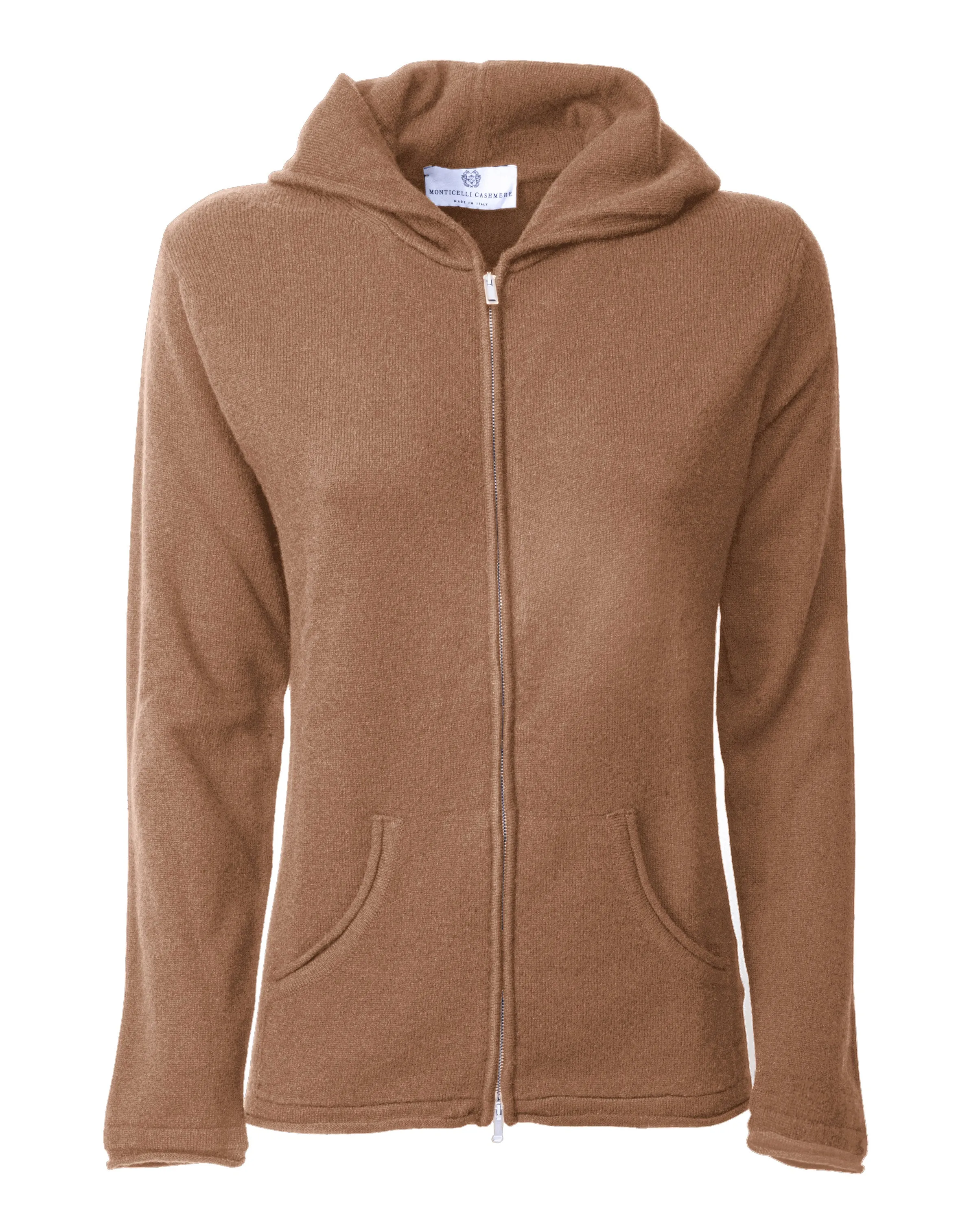 Women's Pure Cashmere Hoodie Sweater Camel