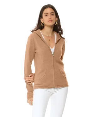 Women's Pure Cashmere Hoodie Sweater Camel