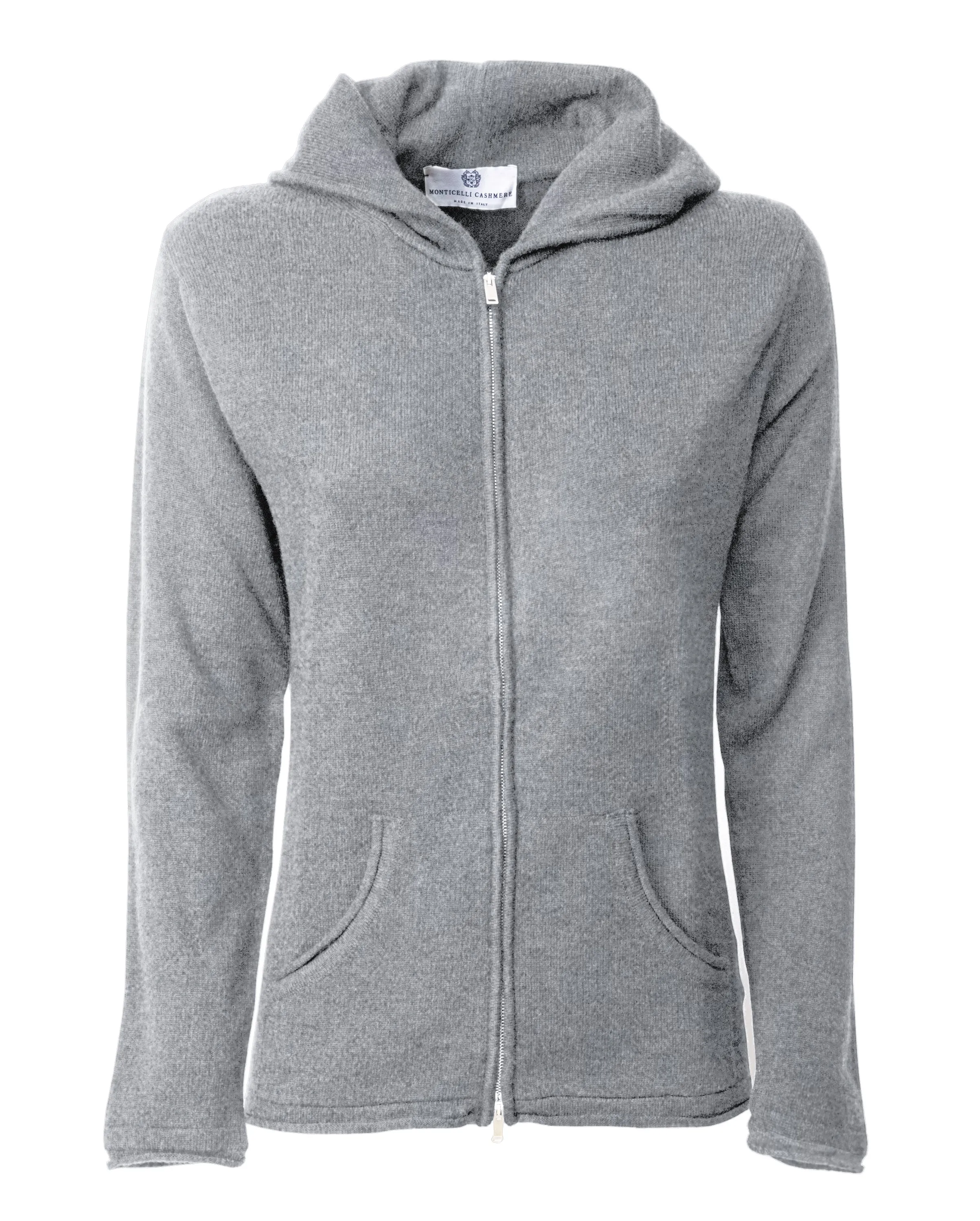 Women's Pure Cashmere Hoodie Sweater Medium Grey
