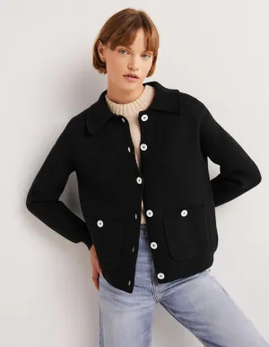 Wool Blend Cardigan-Black